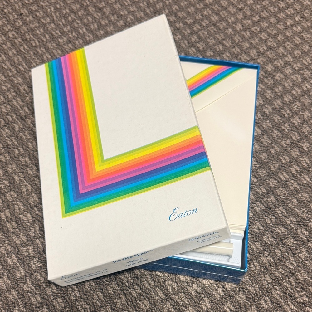 Vintage Eaton Vibrant Striped Stationary - Vibrato (1 of 2 sets available)